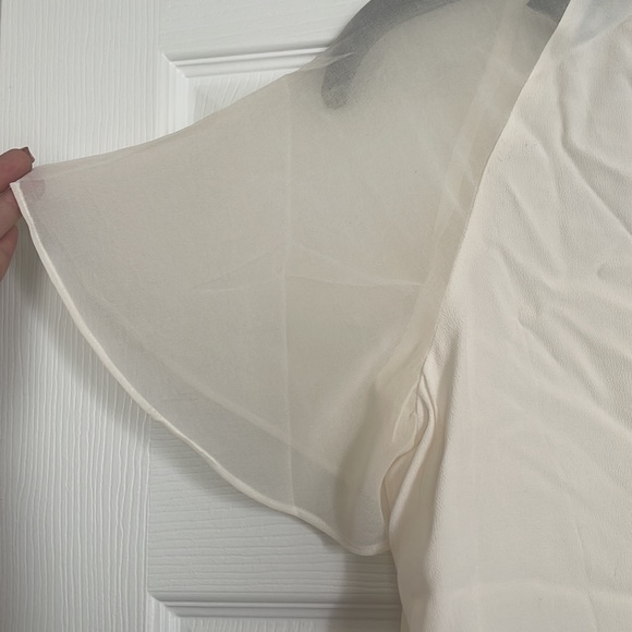 Armani exchange cream flutter sleeve blouse w sheer sleeves NWT - Picture 6 of 6